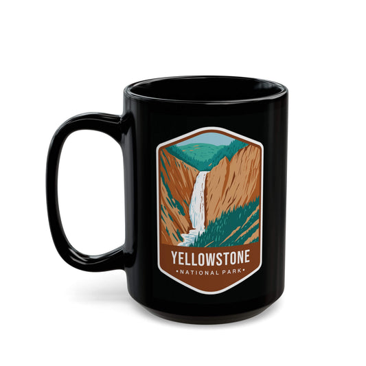 Yellowstone national park black coffee mug